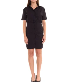 Kleider*LTB Mao Collar Damen Sommer-Kleid Mini-Kleid mit Knopfleiste Blusen-Kleid 66990404 Schwarz