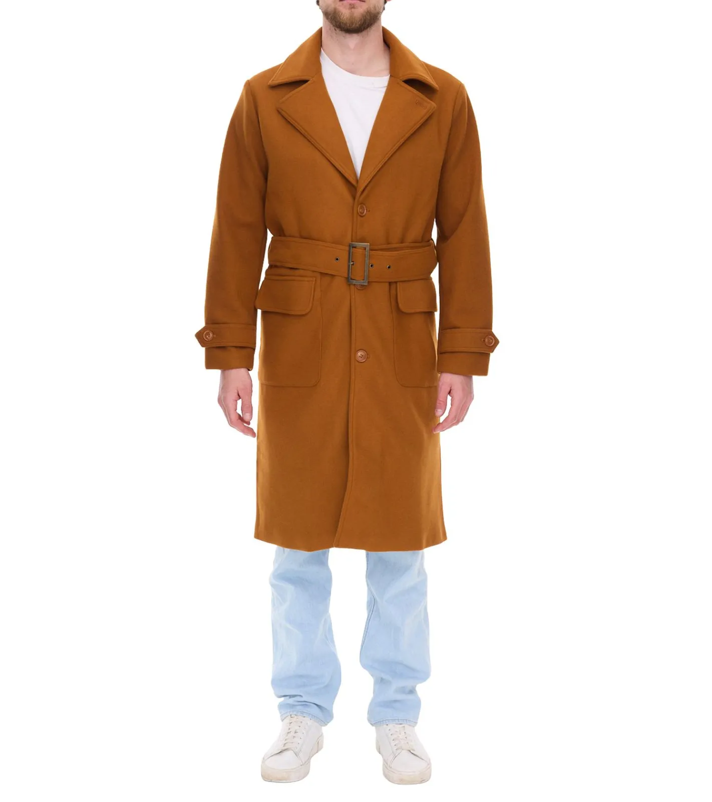 Jacken & Mäntel*O46bpx Mantel für Herren mit Woll-Anteil Herbst-Jacke mit Gürtel Langarm mit Knöpfen Winter-Jacke 936768 Braun