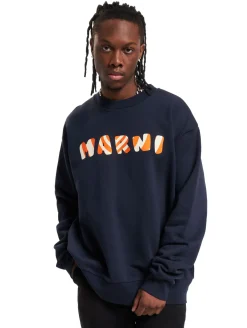 Pullover & Sweater*MARNI Herren Sweatshirt aus hochwertigem Baumwollmix mit modernem Schnitt und stilvollem Design Marineblau