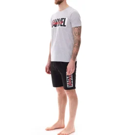 Nachtwäsche & Bademode*MARVEL Herren Pyjama-Set mit -Motiv Sommer-Pyjama kurzer Schlafanzug Homewear Grau/Schwarz