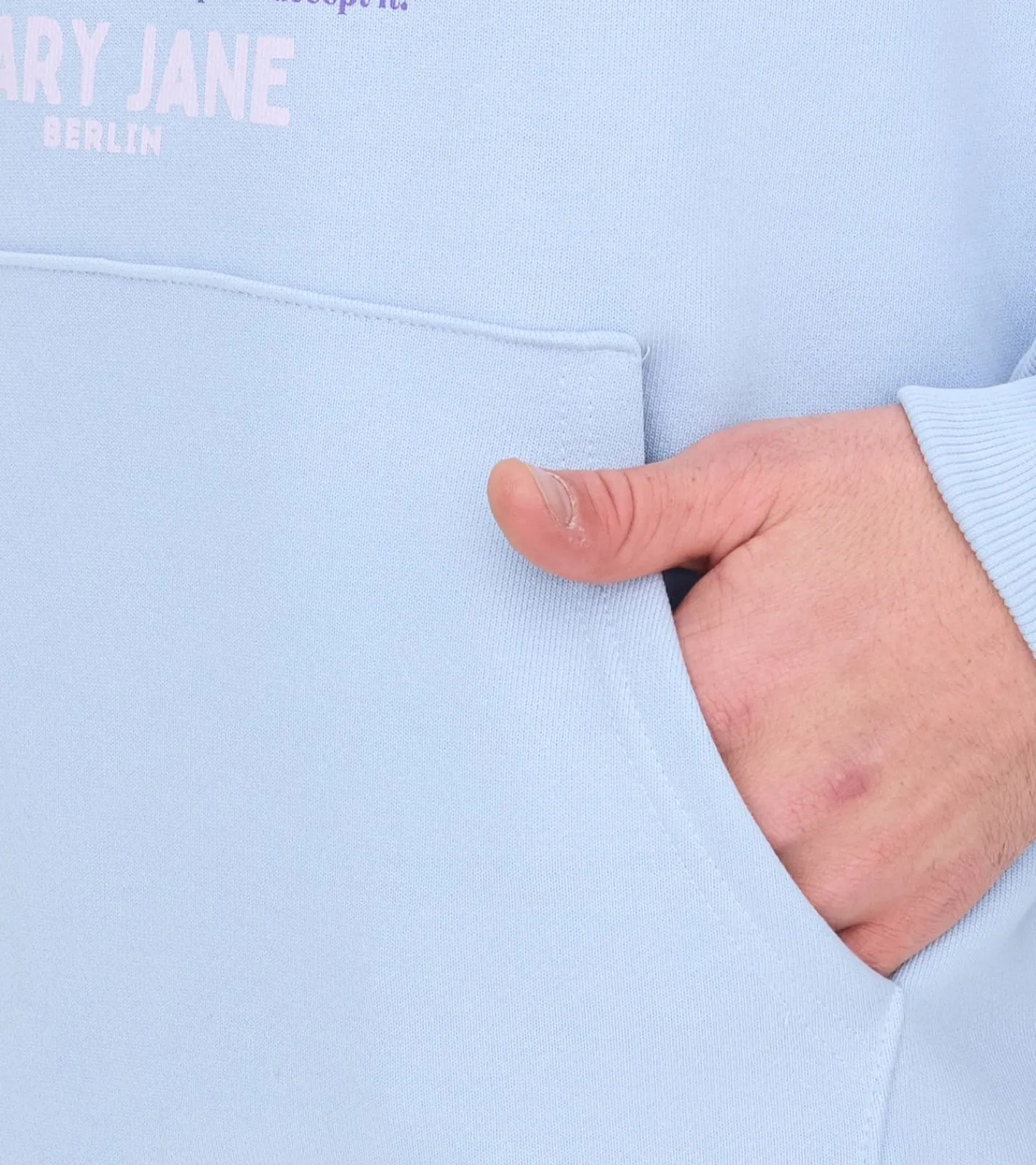 Pullover & Sweater*MARY JANE BERLIN Herren Kapuzen-Pullover mit Schriftzug-Print modischer Baumwoll-Pullover Hoodie 2406-4-SW-01 Hell-Blau