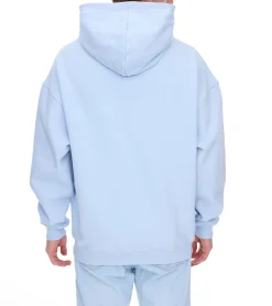 Pullover & Sweater*MARY JANE BERLIN Herren Kapuzen-Pullover mit Schriftzug-Print modischer Baumwoll-Pullover Hoodie 2406-4-SW-01 Hell-Blau