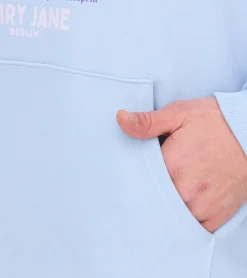 Pullover & Sweater*MARY JANE BERLIN Herren Kapuzen-Pullover mit Logo oder Schriftzug Print modischer Baumwoll-Pullover Hoodie 2406-4-SW Weiß oder Hell Blau