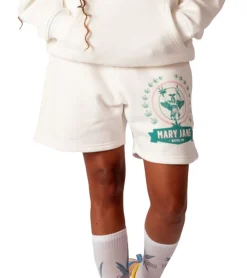 Shorts & Bermudas*MARY JANE BERLIN Herren Sweat-Shorts mit großem Logo-Print Sommer-Hose Baumwoll-Shorts 2406-4-SH-02 Weiß