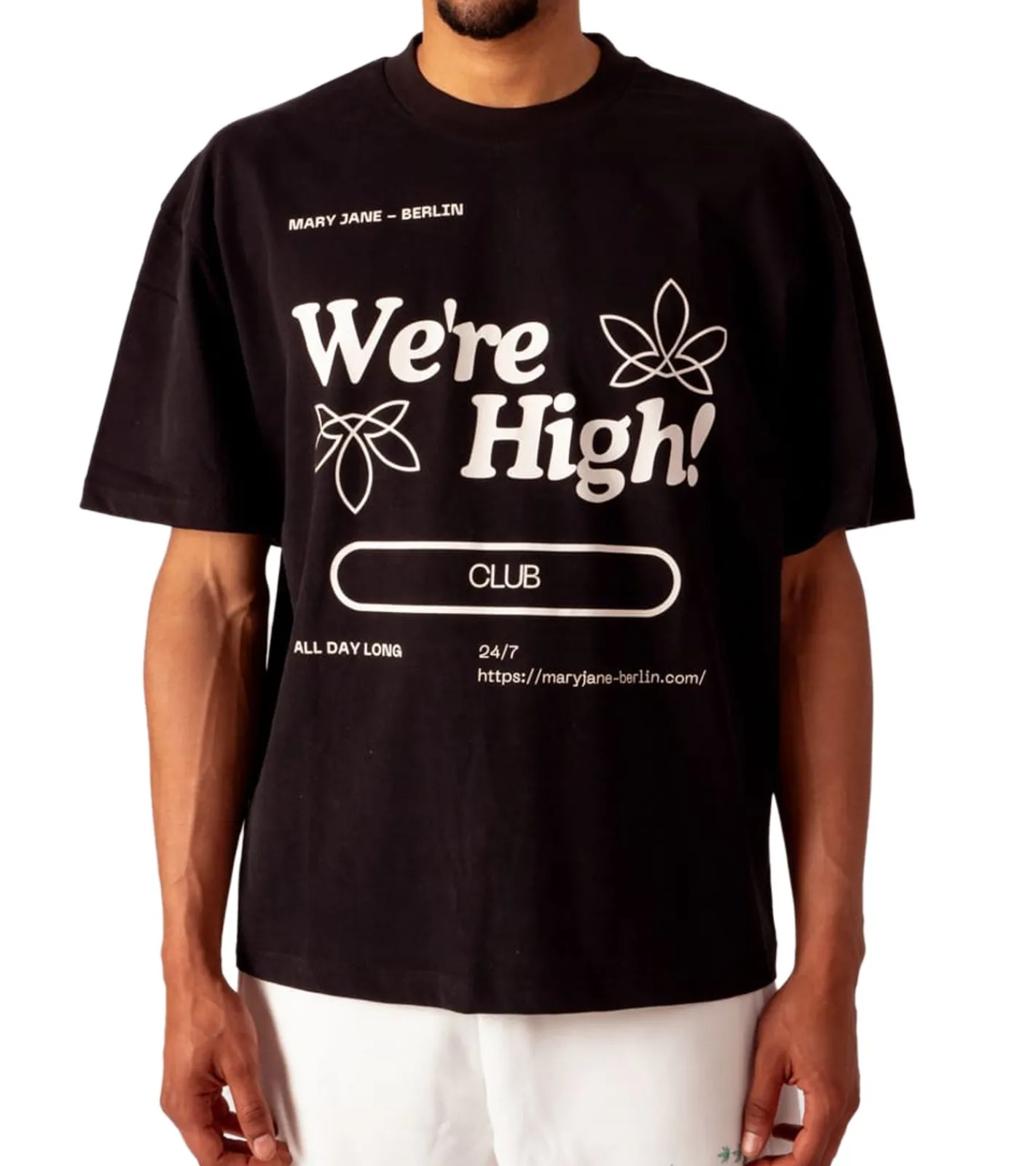 T-Shirts & Tank Tops*MARY JANE BERLIN Herren T-Shirt Baumwoll-Shirt Kurzarm-Shirt Oversized-Fit 2406-4-T2-05 Schwarz