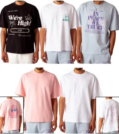 T-Shirts & Tank Tops*MARY JANE BERLIN Herren T-Shirt Baumwoll-Shirt Kurzarm-Shirt Oversized-Fit 2406-4-T2 in , Weiß, Rosa oder Hellblau Schwarz