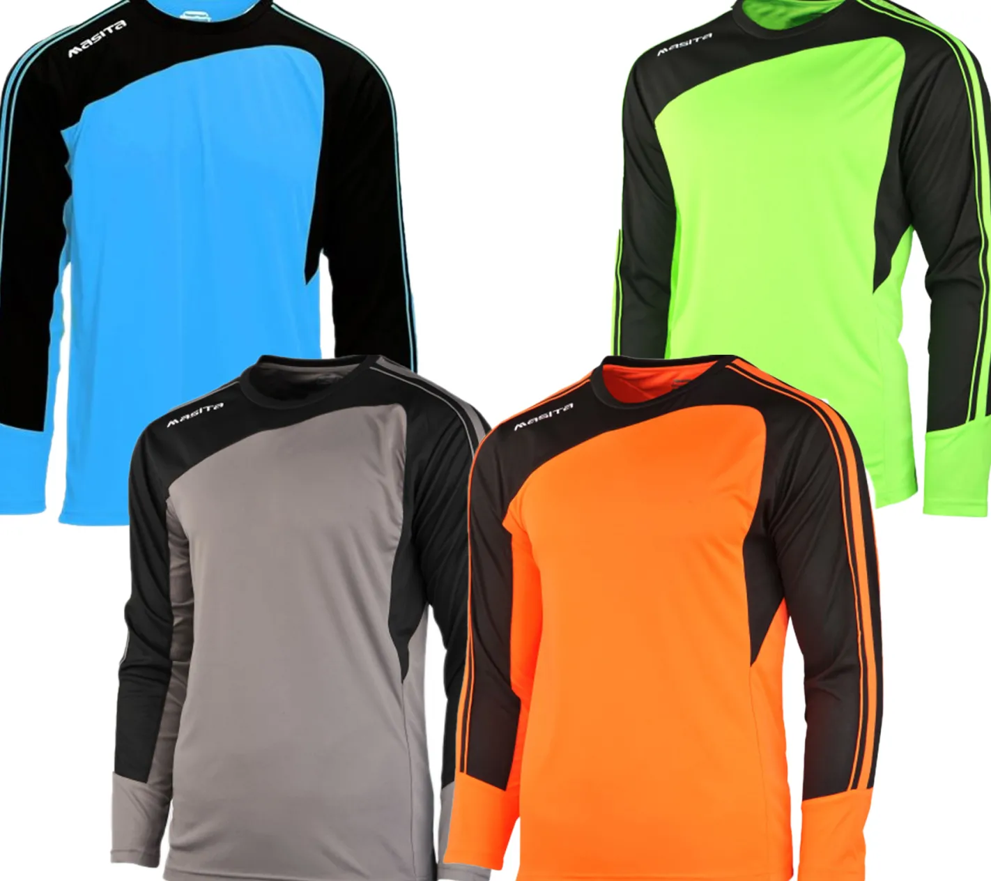 Pullover & Sweater|Jogginghosen & Fitnessmode*masita Kinder Fitness-Pullover mit ClimaTech+ Technologie Langarm-Shirt für Jungen und Mädchen Sport-Trikot Torwarttrikot 8516 Grau, Neon-Orange, Blau oder Neon-Grün