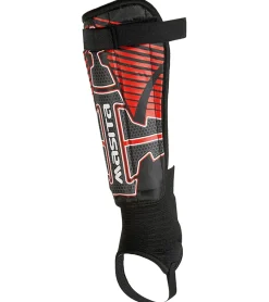 Sportausrüstung|Ballsport*masita TEXAS Schienbeinschoner für Fußball mit Klettverschluss und EVA-Stoßdämpfer 7101 Schwarz/Rot/Weiß