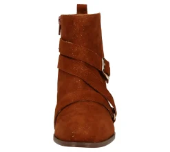 Boots & Stiefel*Mellow Yellow Damen Echtleder-Stiefelette mit Blockabsatz Ausgeh-Schuhe 01-1048559 Braun