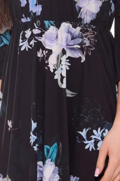 Kleider*melrose Damen Mini-Kleid mit Allover-Blumendruck Kurzarm 20539817 Schwarz/Bunt