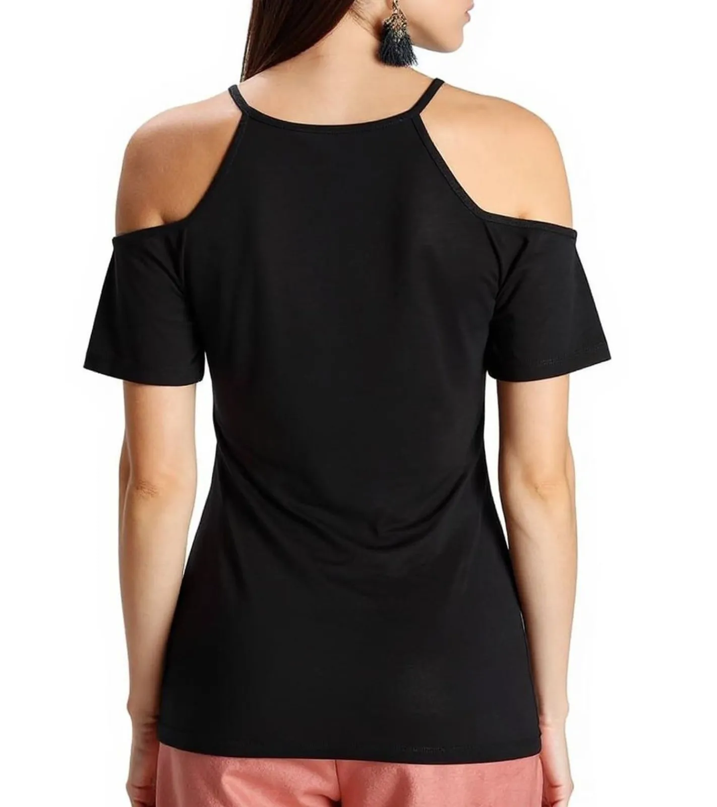 Tops & T-Shirts*melrose Damen Off-Shoulder-Shirt mit Blumenborder elegantes Ausgeh-Top 89386742 Schwarz