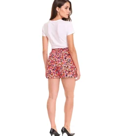 Shorts & Bermudas*melrose Damen Sommer-Shorts Jersey-Shorts mit Allover Blumen-Print 90853107 Rosa/Rot/Blau