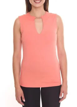 Tops & T-Shirts*melrose Damen Top stylisches Sommer-Shirt mit Schlüsselloch-Ausschnitt 33295914 Orange