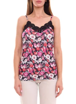Tops & T-Shirts*melrose Damen Top stylisches Sommer-Shirt mit Allover Blumen-Muster 91032254 Rot/Schwarz