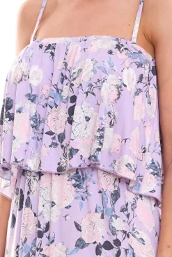 Kleider*melrose Maxi-Kleid feminines Damen Bandeau-Kleid mit floralem Allover-Print 55799824 Violett