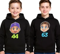 Pullover & Sweater*Mercedes-Benz AMG Petronas F1 Kinder Hoodie Mädchen und Jungen Kapuzen-Sweatshirt Formel 1 70122713 George Russel oder Lewis Hamilton Schwarz