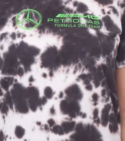 Tops & T-Shirts*Mercedes-Benz AMG Petronas F1 Tie Dye Damen Baumwoll-Shirt Rundhals-Shirt mit Team- und Sponsoren-Logos T-Shirt im Batik Look 701225035 Braun oder Schwarz