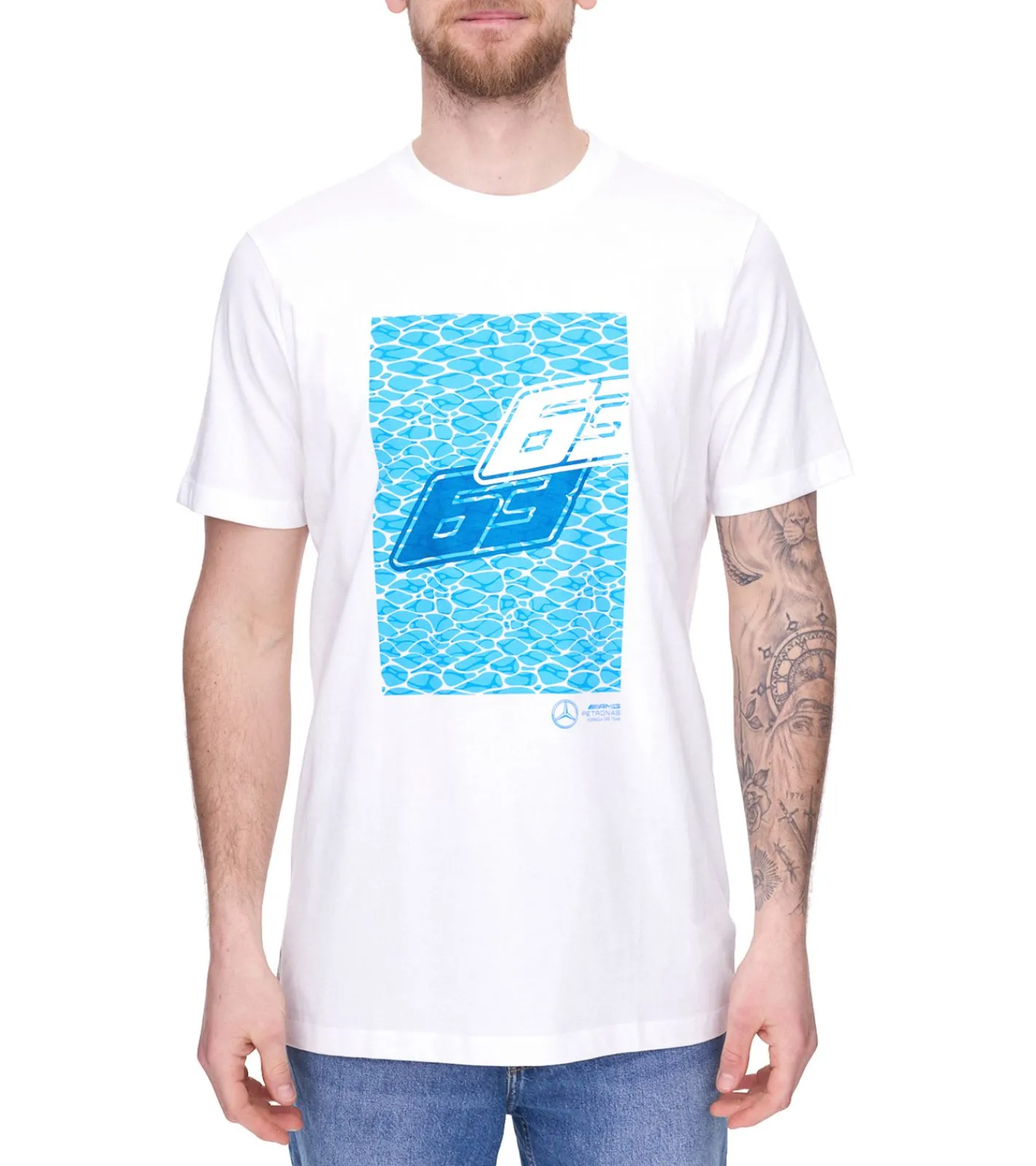 T-Shirts & Tank Tops*Mercedes-Benz AMG Petronas F1 MAPF1 FW George Russell Herren T-Shirt stylisches Baumwoll-Shirt 701223501 001 Weiß