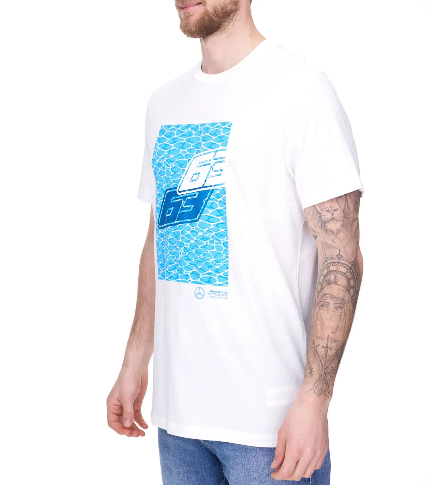 T-Shirts & Tank Tops*Mercedes-Benz AMG Petronas F1 MAPF1 FW George Russell Herren T-Shirt stylisches Baumwoll-Shirt 701223501 001 Weiß