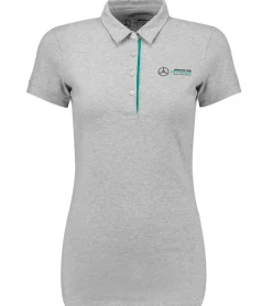 Poloshirts & Blusen*Mercedes-Benz AMG Petronas F1 MAPF1 Classic-Polo Damen Baumwoll-Shirt Polo-Shirt mit Team-Logos Kurzarm-Shirt 141181027 150 Grau