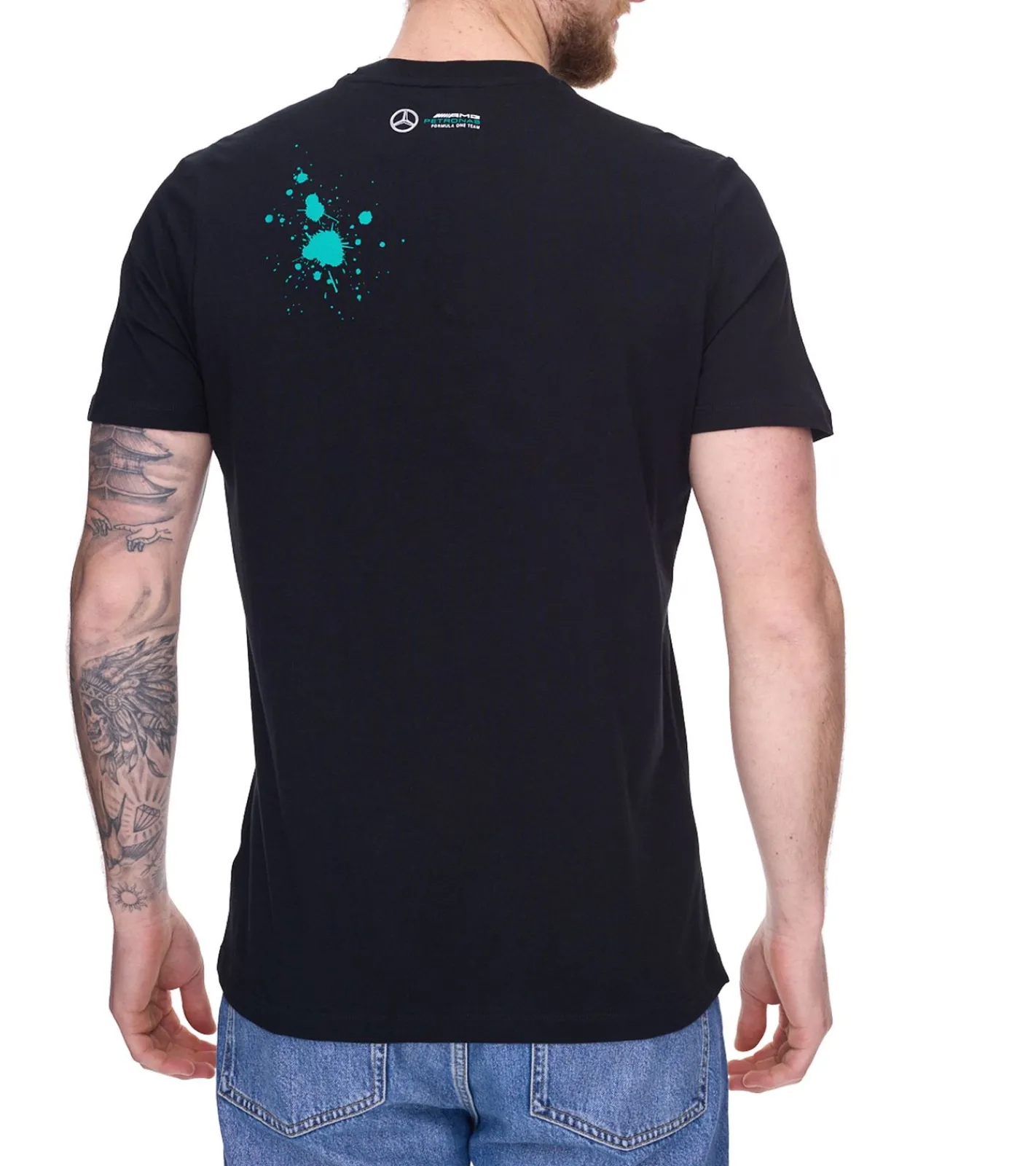 T-Shirts & Tank Tops*Mercedes-Benz AMG Petronas F1 MAPF1 FW George #63 Herren Baumwoll-Shirt mit George Russel Print Rundhals-Shirt 701220866 Schwarz oder Weiß
