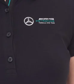 Poloshirts & Blusen*Mercedes-Benz AMG Petronas F1 MAPF1 Classic-Polo Damen Baumwoll-Shirt Polo-Shirt mit Team-Logos Kurzarm-Shirt 701202236 001 Schwarz