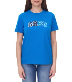 Tops & T-Shirts*Mercedes-Benz AMG Petronas F1 MAPF1 FW George Russell Logo Damen T-Shirt mit großem GR63-Print Baumwoll-Shirt 701222313 001 Blau