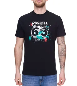 T-Shirts & Tank Tops*Mercedes-Benz AMG Petronas F1 MAPF1 FW George #63 Herren Baumwoll-Shirt mit George Russel Print Rundhals-Shirt 701220866 002 Schwarz
