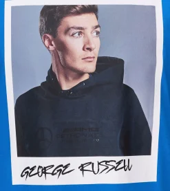 T-Shirts & Tank Tops|Große Größen*Mercedes-Benz AMG Petronas F1 MAPF1 Portrait Herren Baumwoll-Shirt mit George Russel Print Rundhals-Shirt 701222296 001 Blau