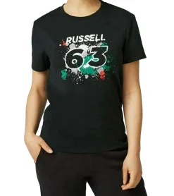 Tops & T-Shirts*Mercedes-Benz AMG Petronas F1 George Damen T-Shirt mit George Russel Schriftzug 63 Baumwoll-Shirt 701220867 001 Schwarz