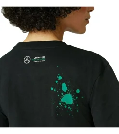 Tops & T-Shirts*Mercedes-Benz AMG Petronas F1 George Damen T-Shirt mit George Russel Schriftzug 63 Baumwoll-Shirt 701220867 001 Schwarz