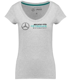 Tops & T-Shirts*Mercedes-Benz AMG Petronas F1 Logo Tee Damen T-Shirt mit großem AMG Petronas Logo-Print Baumwoll-Shirt 141181022 150 Grau