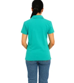 Poloshirts & Blusen*Mercedes-Benz AMG Petronas F1 MAPF1 Polo Damen Baumwoll-Shirt Polo-Shirt mit Team-Logos und farblichen Akzenten Kurzarm-Shirt 701227044 002 Türkis-Grün