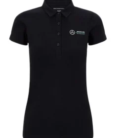Poloshirts & Blusen*Mercedes-Benz AMG Petronas F1 MAPF1 Classic-Polo Damen Baumwoll-Shirt Polo-Shirt mit Team-Logos Kurzarm-Shirt 141181026 100 Schwarz