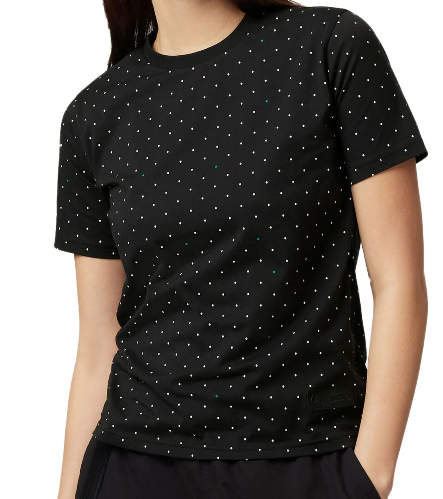 Tops & T-Shirts*Mercedes-Benz AMG Petronas F1 MAPF POLKA DOT Damen T-Shirt Baumwoll-Shirt gepunktetes Kurzarm-Shirt 701222327 001 Schwarz