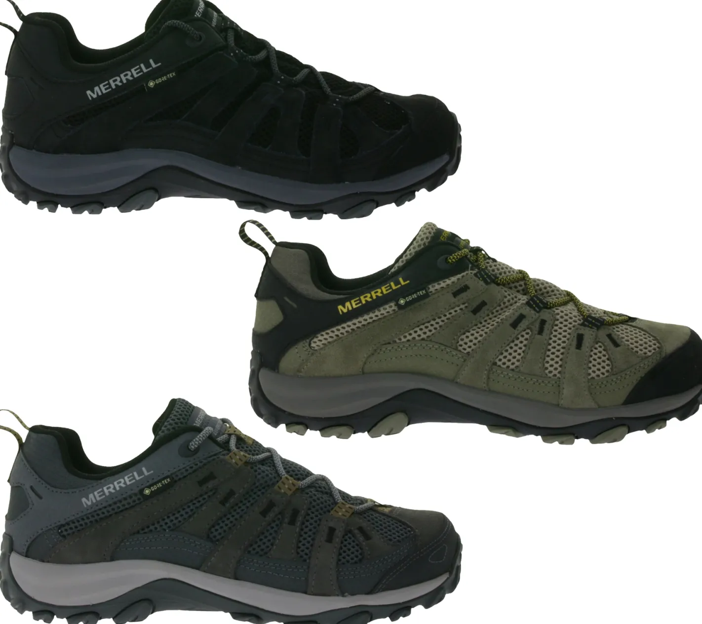Laufschuhe & Joggingschuhe|Schnürschuhe & Halbschuhe*MERRELL Alverstone 2 Gore-Tex Herren Wanderschuhe wasserdichte GTX Outdoor-Schuhe mit Wechselfußbett Grau, Hellbraun oder Schwarz Grau/Braun