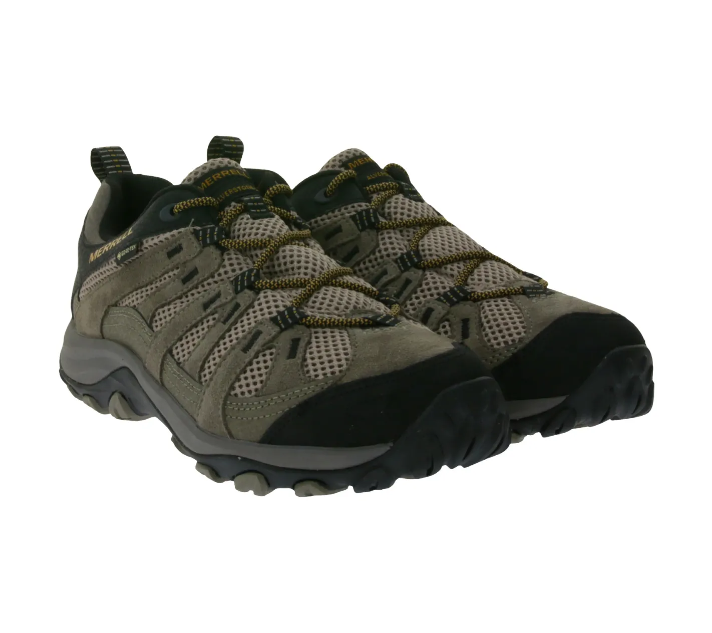 Laufschuhe & Joggingschuhe|Schnürschuhe & Halbschuhe*MERRELL Alverstone 2 Gore-Tex Herren Wanderschuhe oder nachhaltige Fly Strike Lauf-Schuhe wasserdichte GTX Outdoor-Schuhe mit Wechselfußbett Grau, Hellbraun, Schwarz oder Blau Alverstone 2 Grau