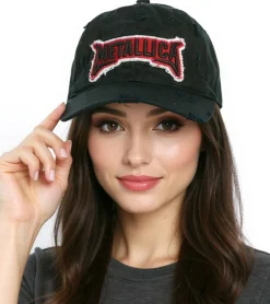Caps & Mützen*BioworldMerch METALLICA Unisex Cap Baumwoll-Cap im Used Look mit gesticktem Logo Kopfbedeckung TC125114MET Schwarz