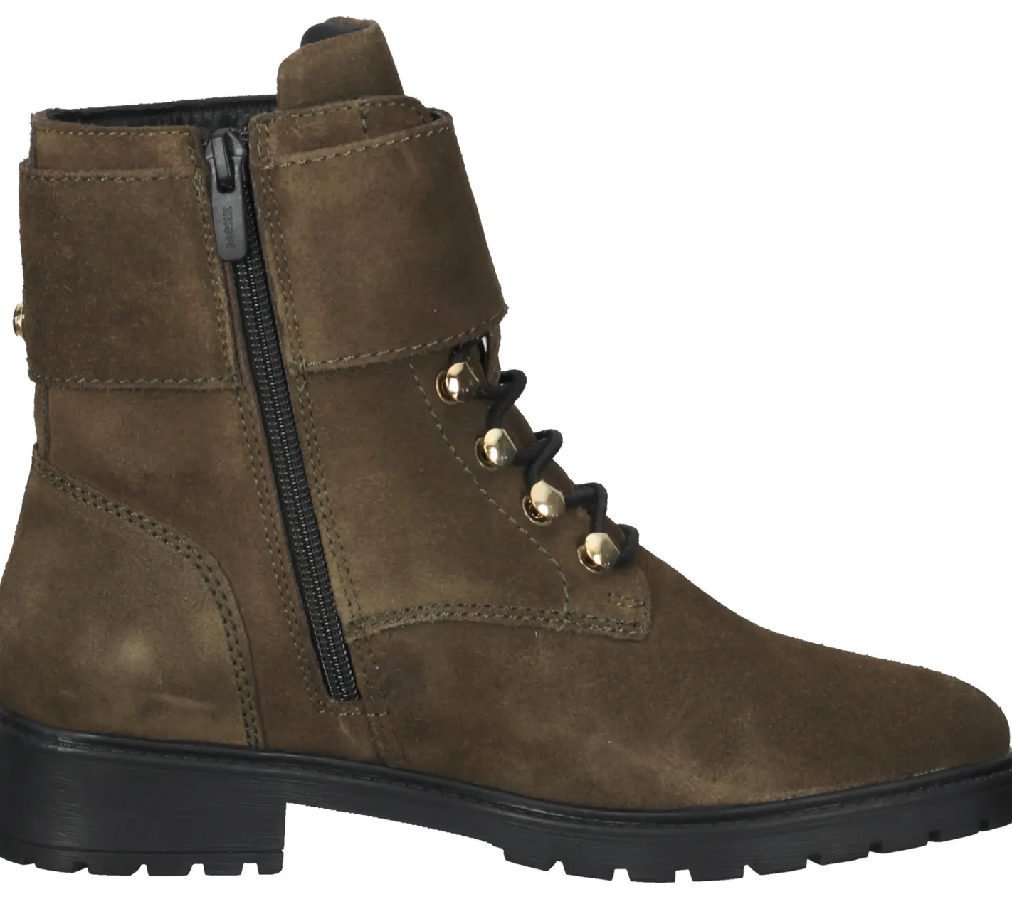 Boots & Stiefel*MEXX Damen Echtleder Stiefelette mit Schnallen Stiefel mit seitlichem Reißverschluss 01-1087804 Oliv-Grün