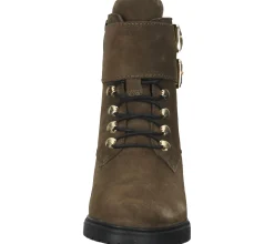 Boots & Stiefel*MEXX Damen Echtleder Stiefelette mit Schnallen Stiefel mit seitlichem Reißverschluss 01-1087804 Oliv-Grün