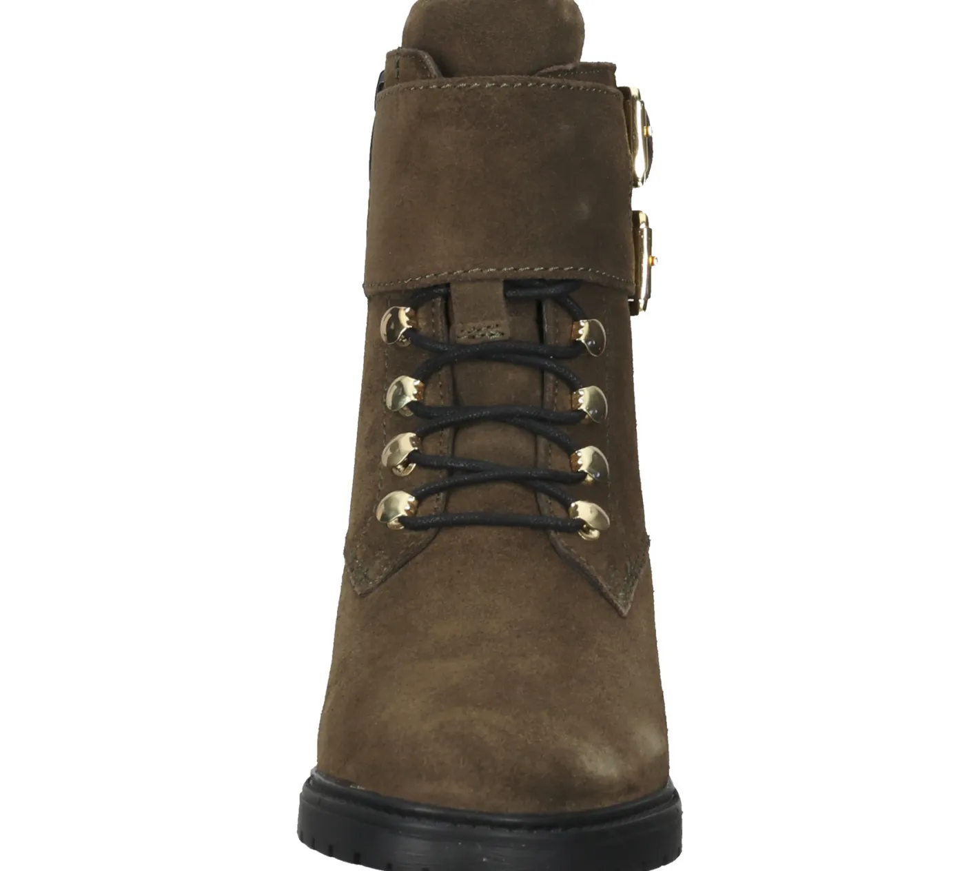 Boots & Stiefel*MEXX Damen Echtleder Stiefelette mit Schnallen Stiefel mit seitlichem Reißverschluss 01-1087804 Oliv-Grün