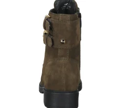 Boots & Stiefel*MEXX Damen Echtleder Stiefelette mit Schnallen Stiefel mit seitlichem Reißverschluss 01-1087804 Oliv-Grün