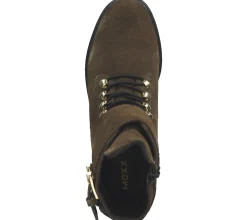 Boots & Stiefel*MEXX Damen Echtleder Stiefelette mit Schnallen Stiefel mit seitlichem Reißverschluss 01-1087804 Oliv-Grün