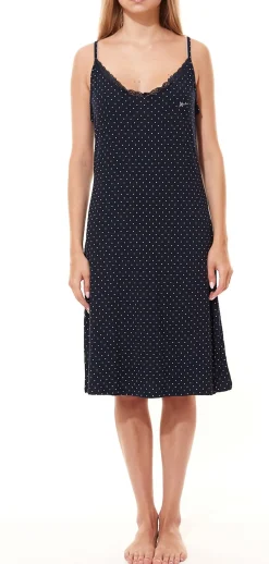 Bademode & Nachtwäsche*MEXX Damen Nachthemd Pyjama Langarm- oder Armloses Neglige in Blau oder Schwarz [Langarm] Blau/Weiß