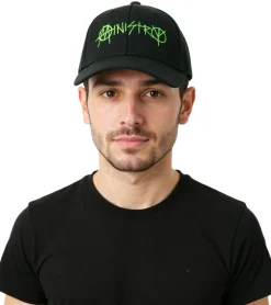 Caps & Mützen*BioworldMerch Ministry Unisex Industrial-Metal-Band Trucker-Cap stylische Baseball-Cap Fan-Artikel TC101752MIN Schwarz