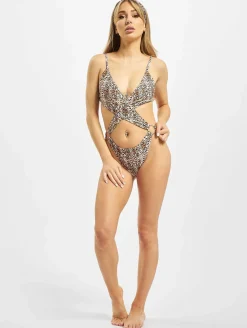 Bademode & Nachtwäsche*Missguided Badeanzug mit Leopardenmuster und extremen Cut-Outs in Braun