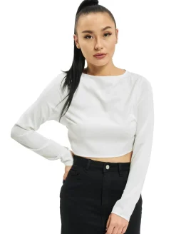 Sweater & Pullover*Missguided Crop-Longsleeve mit offenem Rücken in Weiß