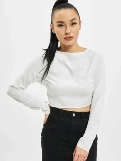Sweater & Pullover*Missguided Crop-Longsleeve mit offenem Rücken in Weiß