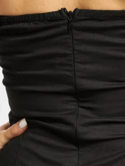 Kleider*Missguided Gerüschtes Kleid aus Baumwollpopeline in Schwarz