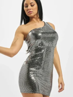 Kleider*Missguided Minikleid mit One-Shoulder-Träger und Puffärmeln in Silber